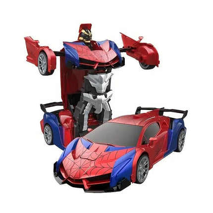 2.4GHz Transform RC Car for Boys – One-Button Deformation Robot Car – 360° Rotating Stunt Vehicle with Lights & Sounds – Blue
