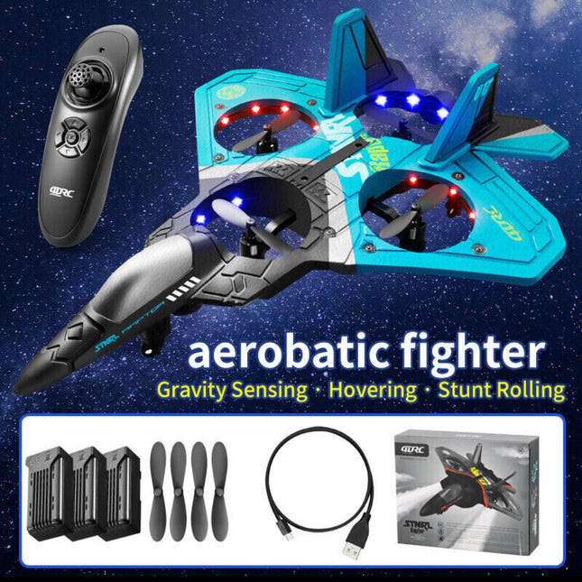 V17 RC Stunt Plane – 2.4GHz Remote Control Jet Drone with 360° Flip – Durable EPP Foam Aircraft with Cool LED Lights – Gift for Kids & Adults