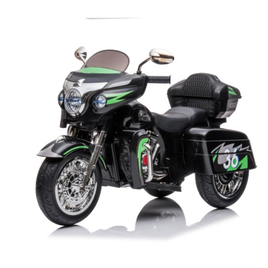 12V 2-Seater Kids Electric Motorcycle – Dual Motor Ride-On Motorbike with Key Start – 3-Wheel Stable Design, LED Headlights & Storage Box