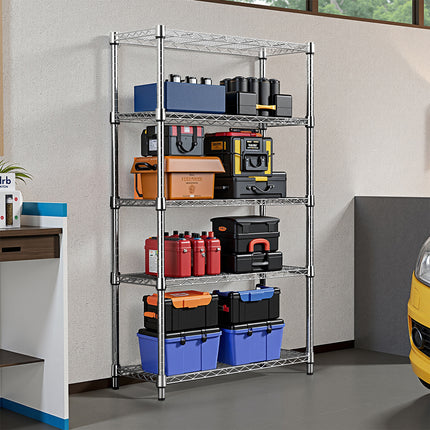 5-Tier Heavy Duty Steel Wire Shelving Unit – High-Capacity Storage Rack for Kitchen, Pantry, Garage & Office Organization