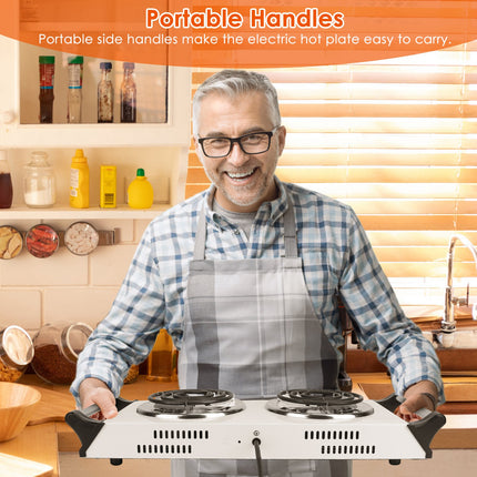 2000W Electric Double Burner Stove – Portable Desktop Dual Hot Plate – Adjustable Temperature Control – Stainless Steel Finish