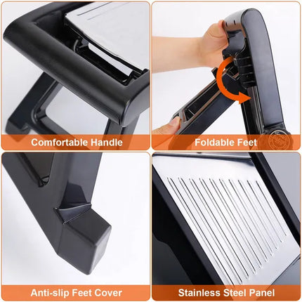 Professional Stainless Steel Mandoline Food Slicer – Multi-Functional Vegetable & Fruit Chopper, Grater, Peeler with Adjustable Blade