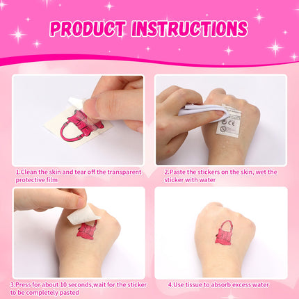 Princess Temporary Tattoos Set for Girls – Birthday Party Supplies with Portable Makeup Case – Waterproof Skin-Safe Tattoos for Kids & Women