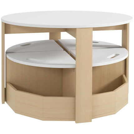 5-Piece Kids Table and Chairs Set – Toddler Activity Table with 4 Chairs – Built-in Storage Bins for Art, Crafts & Playroom – Sleek White Finish