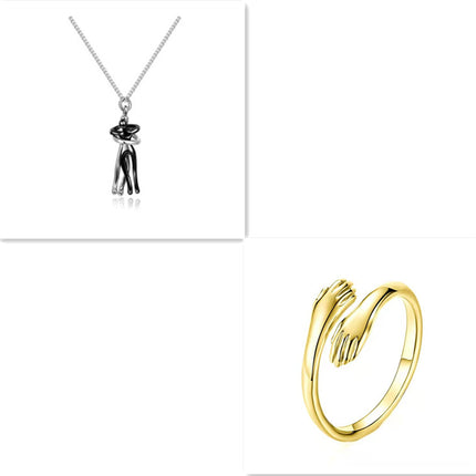 Romantic "Love Hug" Pendant Necklace – Symbolic Couple Jewelry for Lovers – Meaningful Anniversary & Valentine’s Day Gift for Him & Her