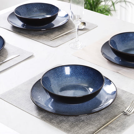Ceramic Steak Plate Set of 6 – 8-Inch Modern Dinner Plates for Pasta, Salad & Dessert – Microwave & Dishwasher Safe
