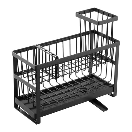 Modern Kitchen Sink Caddy Organizer – Sponge & Brush Holder with Removable Drain Tray – Rust-Proof Countertop Storage Rack