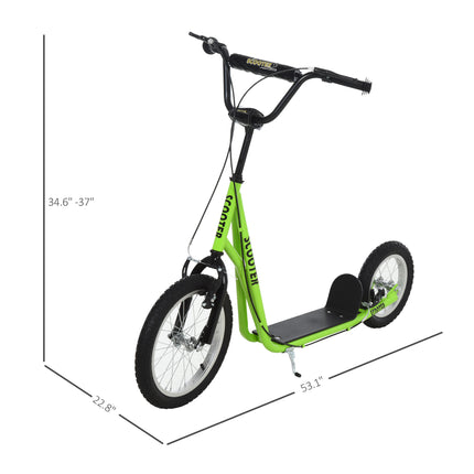 Teens & Youth Kick Scooter with Inflatable All-Terrain Wheels – Electric Green – Dual Hand Brakes & Adjustable Height – Ages 5+