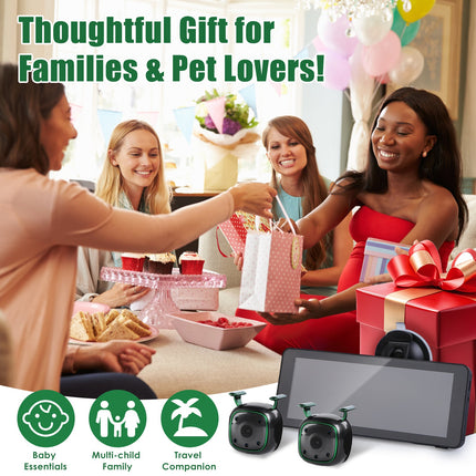 Dual Baby Car Camera for 2 Kids – 6.86" HD Split Screen Monitor – 1080P Rear Facing Car Seat Camera with 120° Wide View & Night Vision