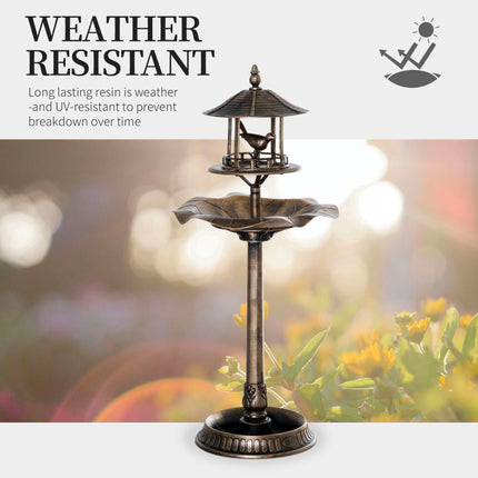 3-in-1 Garden Bird Bath & Feeder Pedestal – Large Water Basin with Built-in Flower Planter – Weather-Resistant Bronze Finish