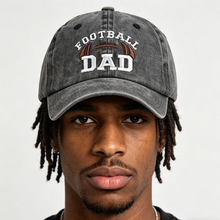 Embroidered Football Dad Baseball Cap – Vintage Washed Cotton Adjustable Hat for Game Days & Father's Day Gifts