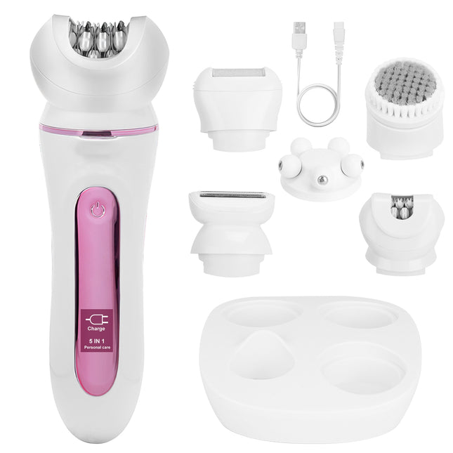 Ultimate 5-in-1 Rechargeable Beauty Set – Epilator, Callus Remover & Massager with LED Display