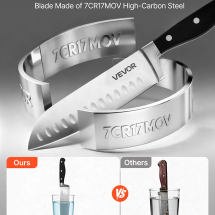 15-Piece Professional Knife Set with Wooden Block – Ultra-Durable Crack-Resistant Handles – High-Carbon Stainless Steel Cutlery