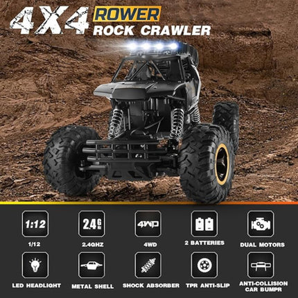 4DRC Rock Track Off-Road RC Crawler – 4WD Rechargeable Monster Truck – All-Terrain Remote Control Climbing Car for Kids & Adults