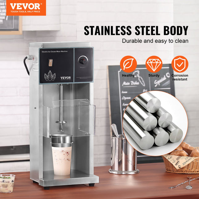 Heavy Duty Ice Cream Stir Machine – 400W High Speed Milkshake & Treat Mixer – 304 Stainless Steel Construction for Cafes & Dessert Shops