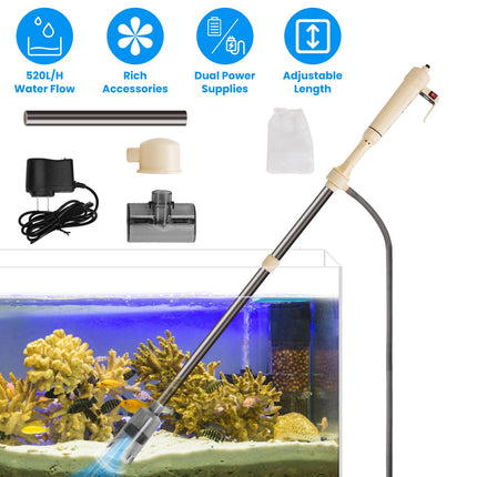 6-in-1 Electric Aquarium Gravel Cleaner Kit – Automatic Fish Tank Vacuum with Water Changer & Sand Washer – Adjustable Length Sludge Extractor