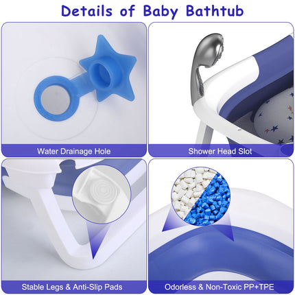 Collapsible Baby Bathtub with Real-Time Digital Thermometer – Foldable Travel-Friendly Tub for Newborn to 24 Months – Non-Slip & Non-Toxic Safety Bath