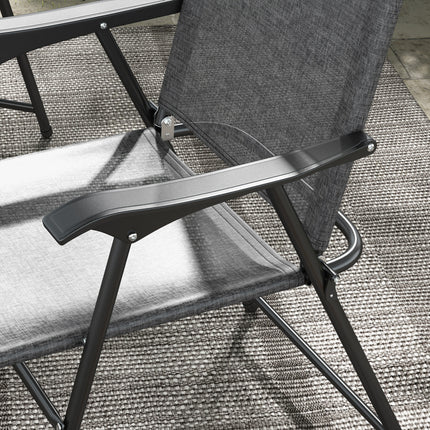 4-Piece Folding Patio Chair Set – Breathable Mesh Camping Chairs for Adults – Lightweight Gray Sports Chairs with Armrests & Carry Bags