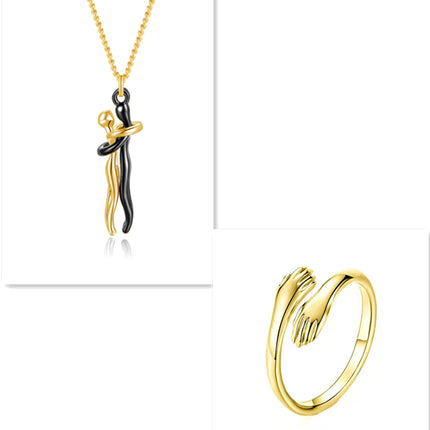 Romantic "Love Hug" Pendant Necklace – Symbolic Couple Jewelry for Lovers – Meaningful Anniversary & Valentine’s Day Gift for Him & Her