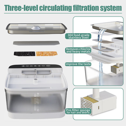 Wireless Rechargeable Pet Water Fountain – Motion Sensor Activated Dog & Cat Dispenser – Battery Operated Ultra-Quiet Filtered Fountain