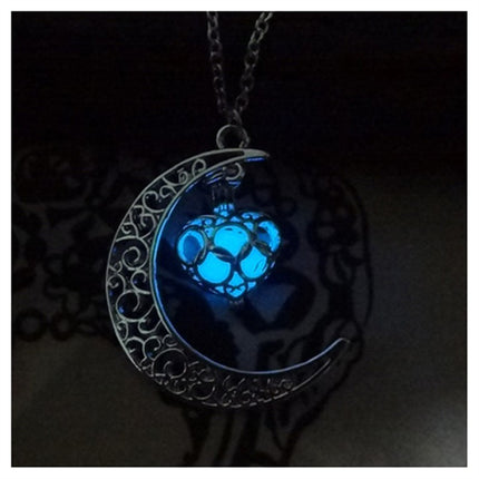 Glow in the Dark Pendant Necklace – Luminous Stone Jewelry with Silver Plated Chain – Magical Glowing Necklaces for Festivals & Parties