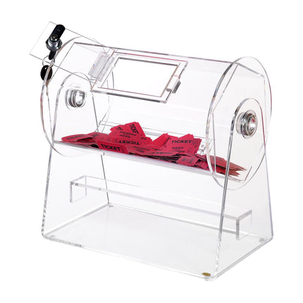 Professional Acrylic Raffle Drum – Transparent Ticket Spinning Cage with Lock & 2 Keys – Holds 2500 Tickets or 100 Balls – For Lottery, Bingo & Tradeshows