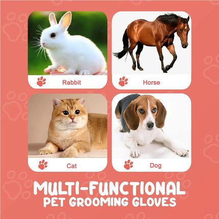 Premium Pet Grooming Gloves (1 Pair) – Gentle Deshedding & Massage Brush – Effective Hair Remover for Dogs, Cats, Horses & Rabbit