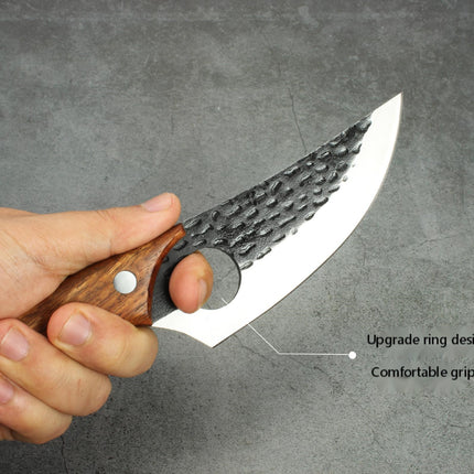 Hand-Forged Boning Knife – High Carbon Steel Butcher Knife for Meat Cleaving – Full Tang Kitchen & Outdoor Camping Knife