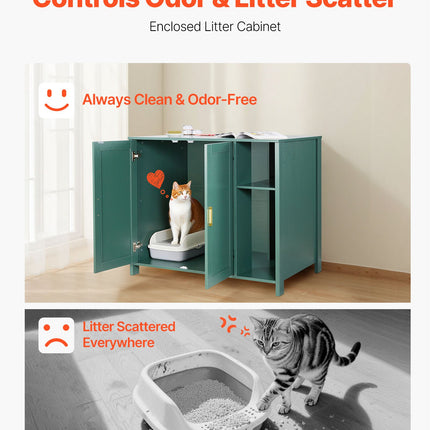 41.3" Smart Cat Litter Robot Enclosure – Luxury Wooden Cabinet for Automatic Litter Boxes – Integrated Power Outlet & Storage Drawer – Fits Most Self-Cleaning Litter Robots