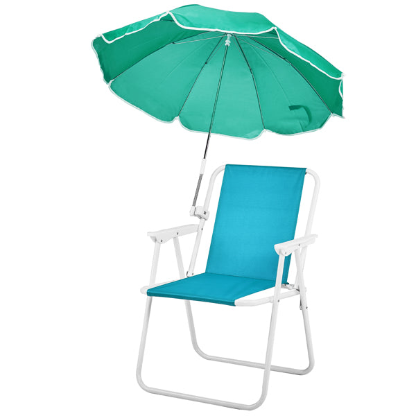 Lightweight Folding Beach Chair with Removable Sun Umbrella – 265lbs Capacity – Portable Camping Chair for Picnic, Concerts & Outdoor Activities