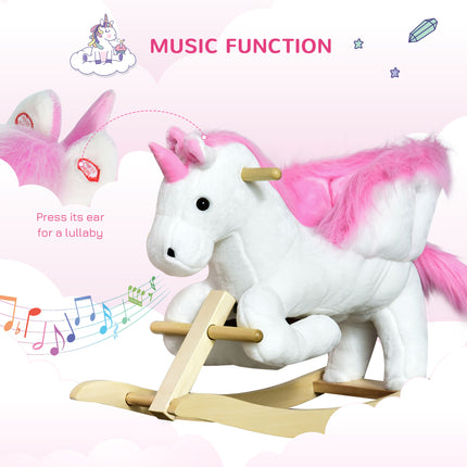 Musical Plush Rocking Unicorn – Toddler Ride-On Toy with Lullaby Song – Sparkly Horn & Rainbow Mane – Heavy Duty Support for 18-36 Months