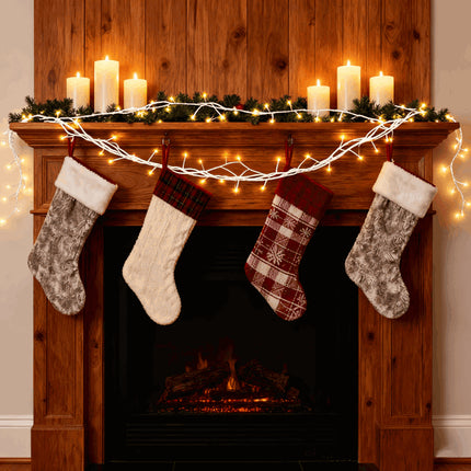 7.87ft Lighted Birch Garland – 144 LED Warm White Fairy Lights – 8 Modes with Remote & Timer – Flexible Artificial Branches for Home, Wedding & Holiday Decor