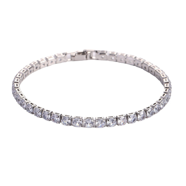 Luxury Sparkling Zircon Bracelet – Unisex Tennis Style Wristband – Detachable Extender Chain for Perfect Fit – Elegant Gift for Daily Wear & Holidays
