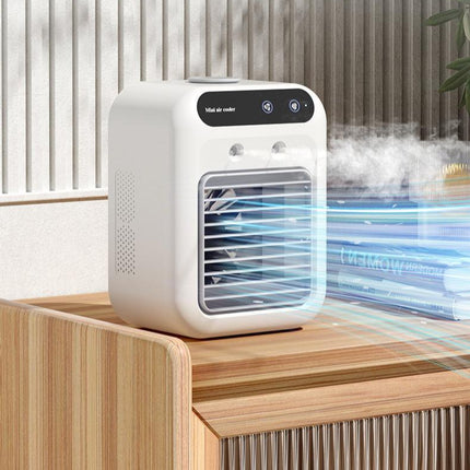 3-in-1 Portable Air Cooler Fan – Personal Evaporative Humidifier – Mini USB Desktop Cooling Fan with 7 Colors LED Light for Home & Office