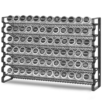 Spice Rack Organizer for Cabinet & Wall Mount – 4 Pack Single Tier Hanging Spice Shelves – Black Metal Seasoning Storage Set