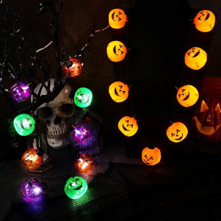 3pcs Halloween LED Light-Up Necklaces – Glow in the Dark Pumpkin Pendants – Spooky Party Favors & Costume Accessories for Kids