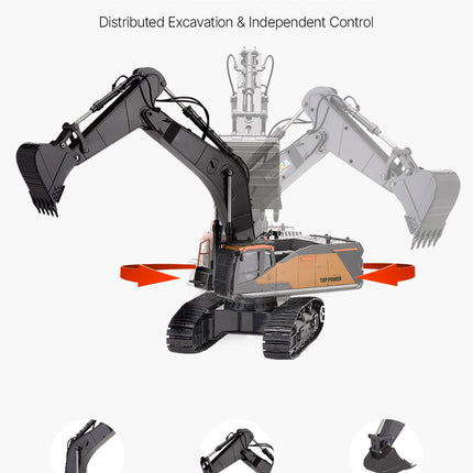 RC Excavator Toy – 22-Channel 1:14 Scale Full Functional Remote Control Digger – Metal Shovel & 360° Cab Rotation – Construction Vehicle for Kids & Adults