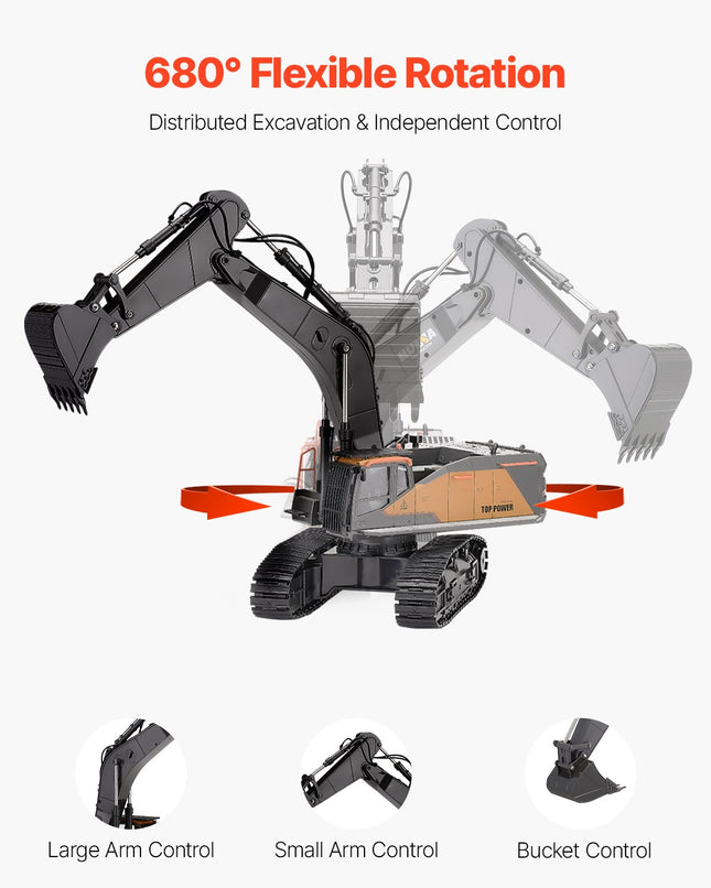 RC Excavator Toy – 22-Channel 1:14 Scale Full Functional Remote Control Digger – Metal Shovel & 360° Cab Rotation – Construction Vehicle for Kids & Adults