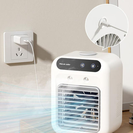 3-in-1 Portable Air Cooler Fan – Personal Evaporative Humidifier – Mini USB Desktop Cooling Fan with 7 Colors LED Light for Home & Office