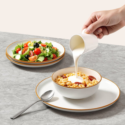 12-Piece Modern Ceramic Dinnerware Set – Complete Service for 4 – Elegant White Plates & Bowls
