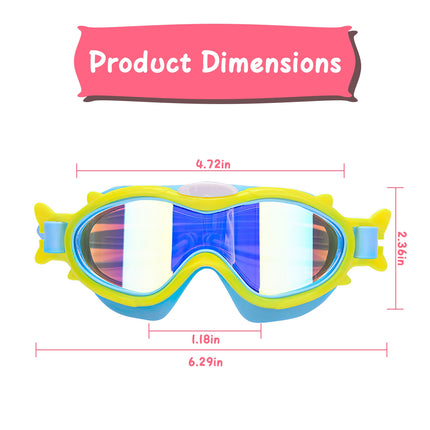 Kids & Youth Swim Goggles with Attached Earplugs – Anti-Fog & UV Protection – Wide View Leak-Proof Swimming Glasses for Boys & Girls Aged 3-16