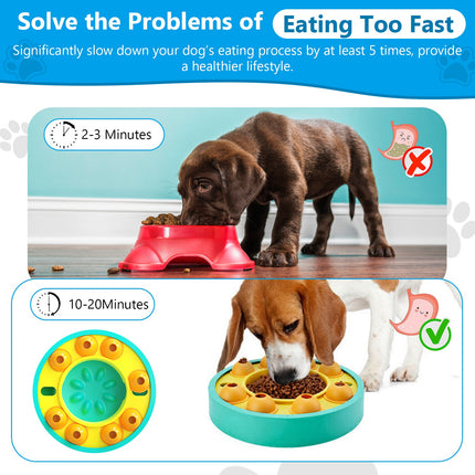 Interactive Dog Puzzle Feeder – Level 2 IQ Training Toy for Mental Enrichment – Slow Feeding Bowl to Stop Boredom for Dogs & Cats