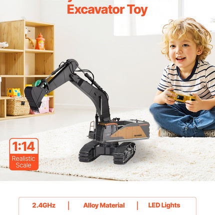 RC Excavator Toy – 22-Channel 1:14 Scale Full Functional Remote Control Digger – Metal Shovel & 360° Cab Rotation – Construction Vehicle for Kids & Adults