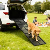 PawHut Extra-Long & Wide Folding Dog Ramp – Portable Non-Slip Surface Pet Ramp for Large, Small & Senior Dogs – Car, SUV & Truck Access