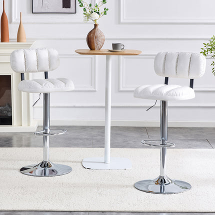 Adjustable Faux Leather Bar Stools with Chrome Base – Swivel Counter Height Chairs for Kitchen Island & Home Bar