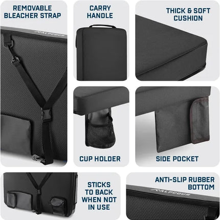 Portable Heated Stadium Seat Cushion – Extra Thick 21-Inch Bleacher Chair with Side Pocket for Cold Weather Sports & Outdoor Events