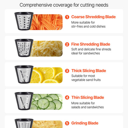 Electric Salad Shooter & Vegetable Slicer – 5 Interchangeable Stainless Steel Cones – Powerful 200W Food Processor for Cheese, Veggies & Fruits