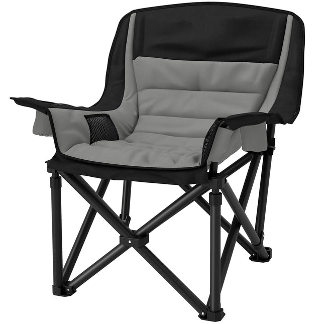 Upgraded Heavy-Duty Camping Chair – Extra Wide Folding Seat for Adults – With Insulated Cup Holder, Side Pockets & Carry Bag