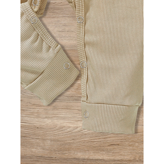 3-Pack Essential Baby Ribbed Rompers – 100% Soft Cotton Long Sleeve Jumpsuits – Unisex Infant Button-Front Bodysuits