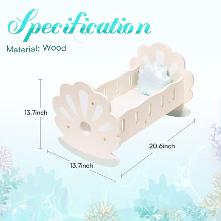 Robotime Wooden Baby Doll Crib – Rocking Cradle for 18-Inch Dolls – Includes Soft Bedding Set – Premium Doll Furniture for Pretend Play